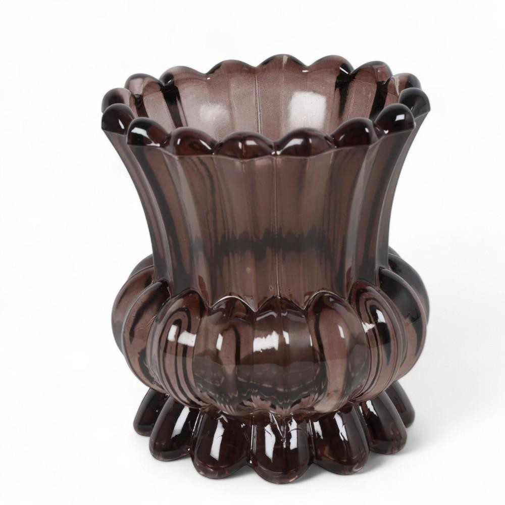 PORTACANDELA VETRO ANNEMARIE MARRONE H.11